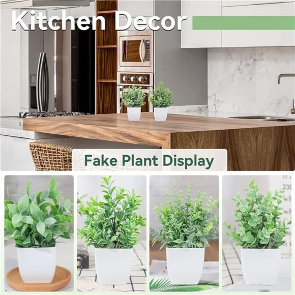 4 Pack Fake Plants Mini Artificial Greenery Potted Plants for Home Decor Indoor - Picture 2 of 6